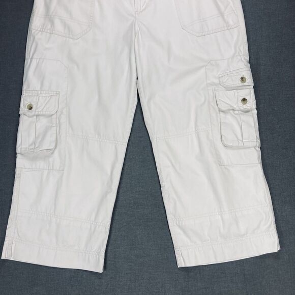 Columbia Cargo Capri Pants Sz 14 Cream Straight Leg Summer Beach Coastal Comfort - Picture 4 of 13